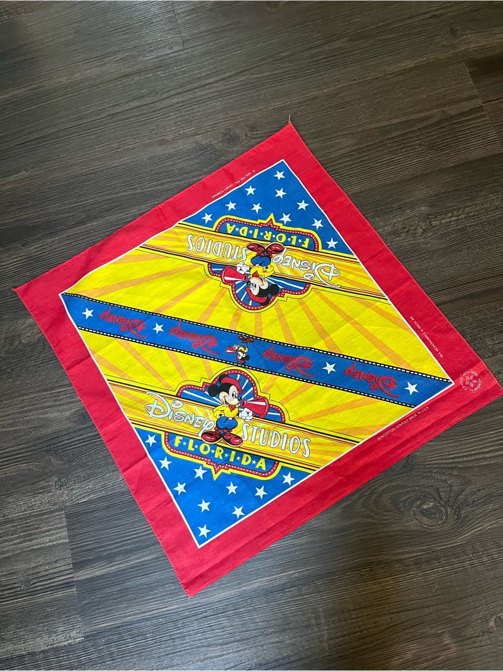 Vintage 1989 Disney Studios Florida Mickey Mouse Licensed Bandana 22โx21โ USA